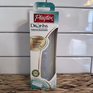 Vtg Playtex Original Drop In Nurser Bottle Slow Flow Latch Latex Nipple Blue‎